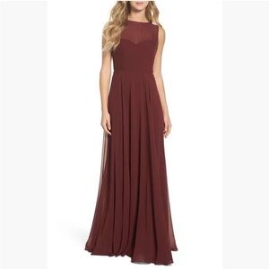 Jenny Yoo Elizabeth Chiffon Bridesmaid Formal Dress Gown Rust Burgundy 6